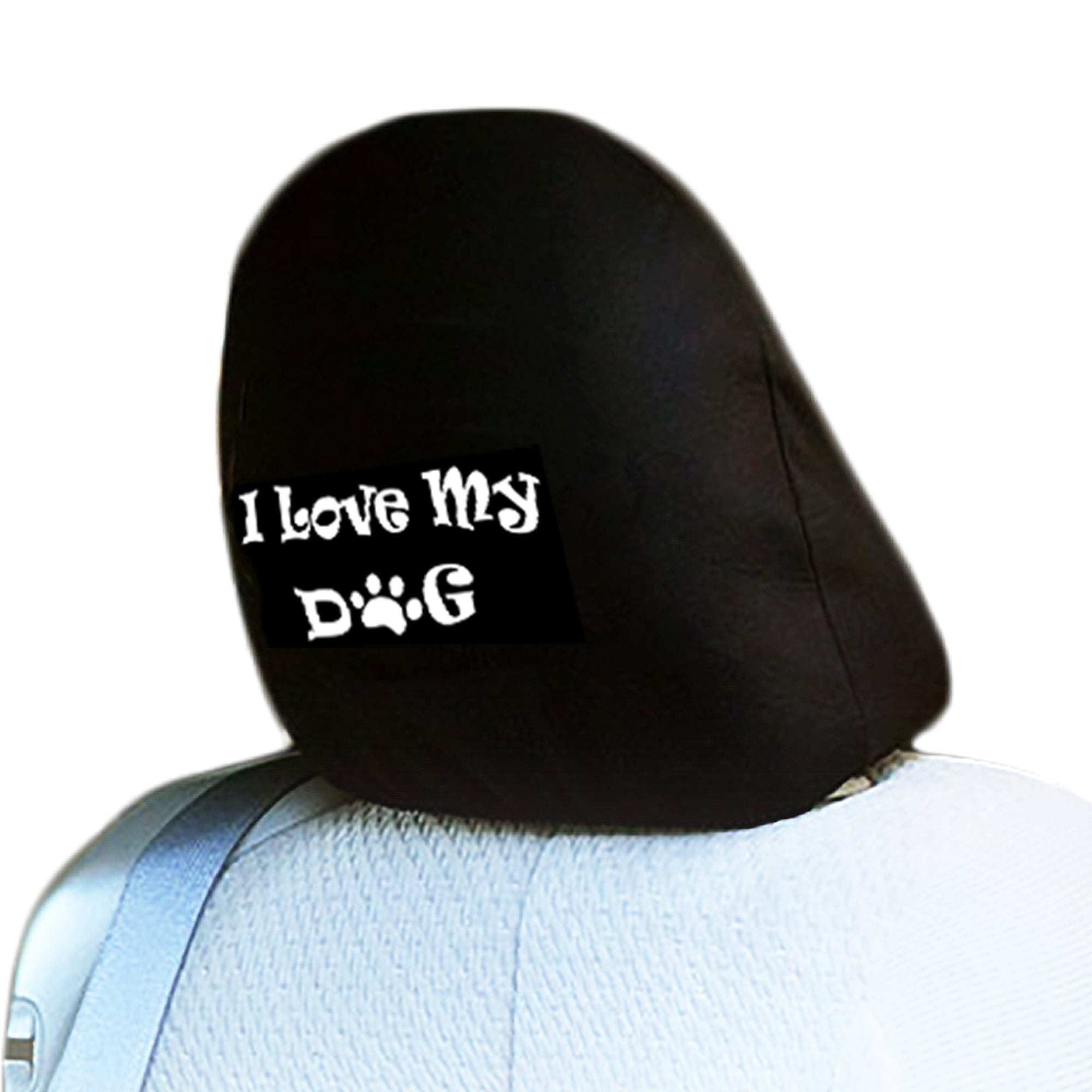 Embroidery I Love My Dog Design Auto Truck SUV Car Seat Headrest Cover Accessory 1 Piece - Yupbizauto