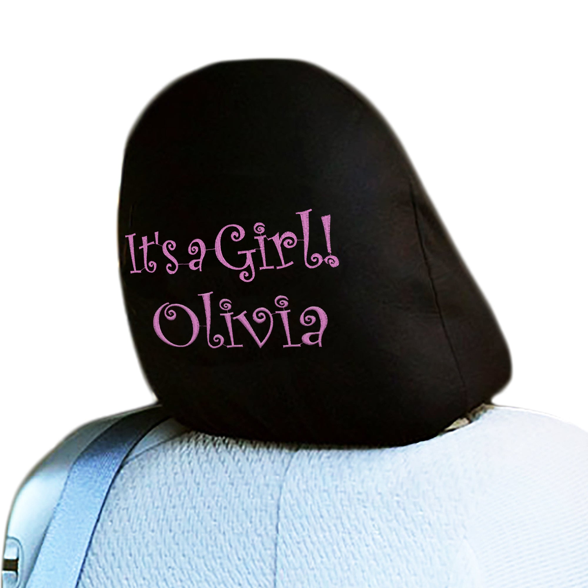 YupbizAuto Personalized Embroidery It's a Girl Design Auto Truck SUV Car Seat Headrest Cover Accessory - Yupbizauto