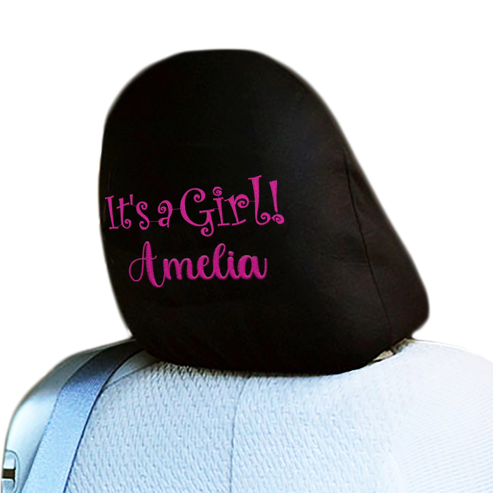 YupbizAuto Personalized Embroidery It's a Girl Design Auto Truck SUV Car Seat Headrest Cover Accessory - Yupbizauto