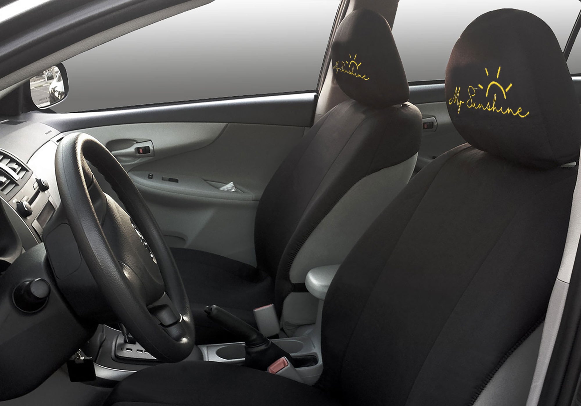 My Sunshine design headrest cover installed image
