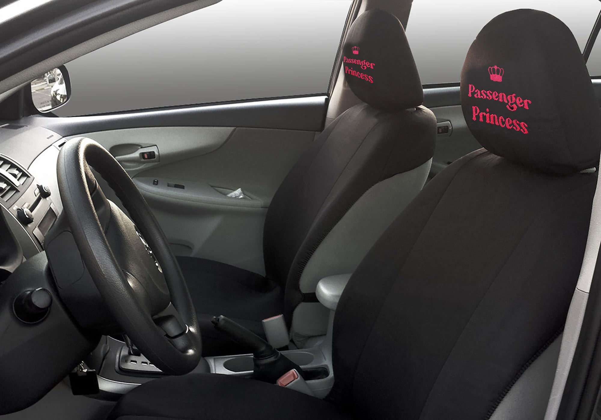 Passenger Princess design headrest cover installed pair
