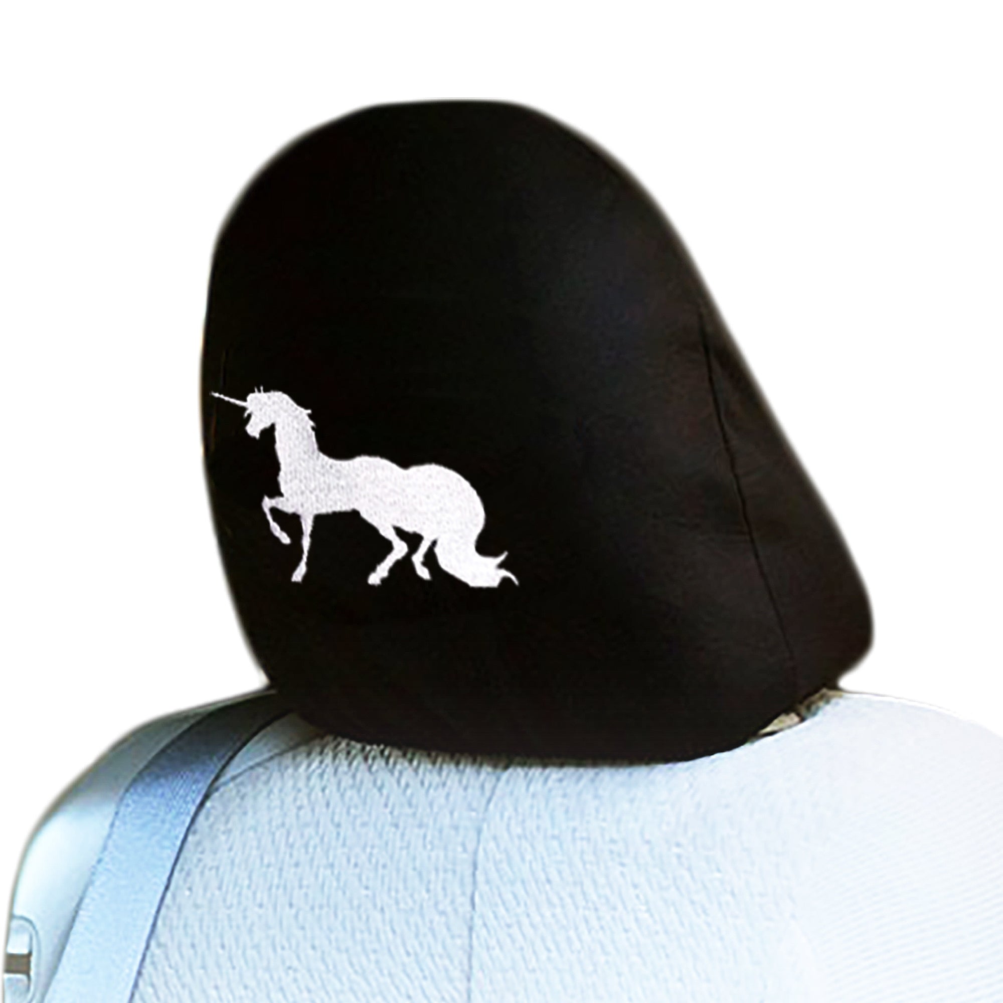 Embroidery Unicorn Logo Design Auto Truck SUV Car Seat Headrest Cover Accessory 1 Piece - Yupbizauto