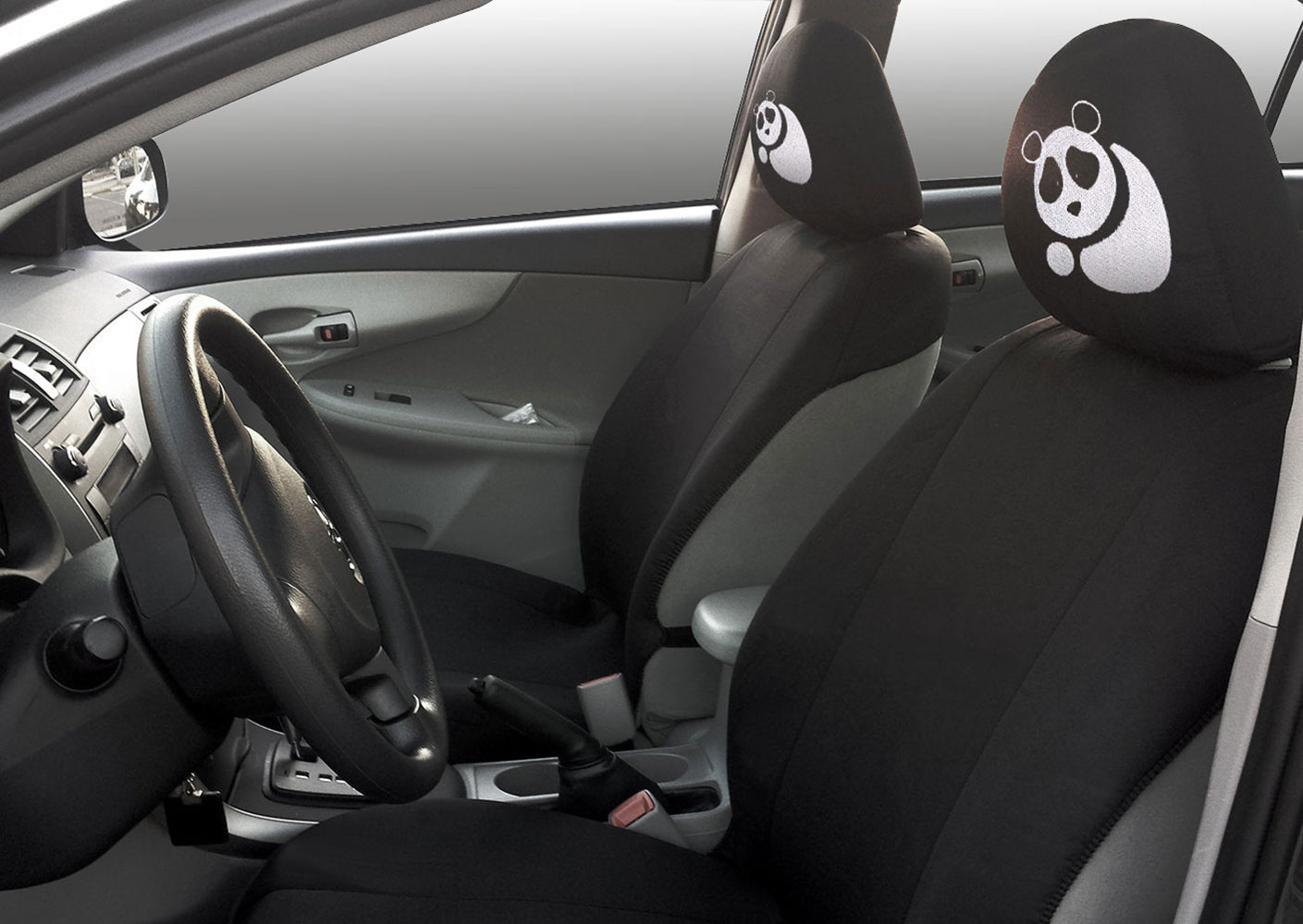 Embroidery Panda Logo Design Auto Truck SUV Car Seat Headrest Cover Accessory 1 Piece - Yupbizauto