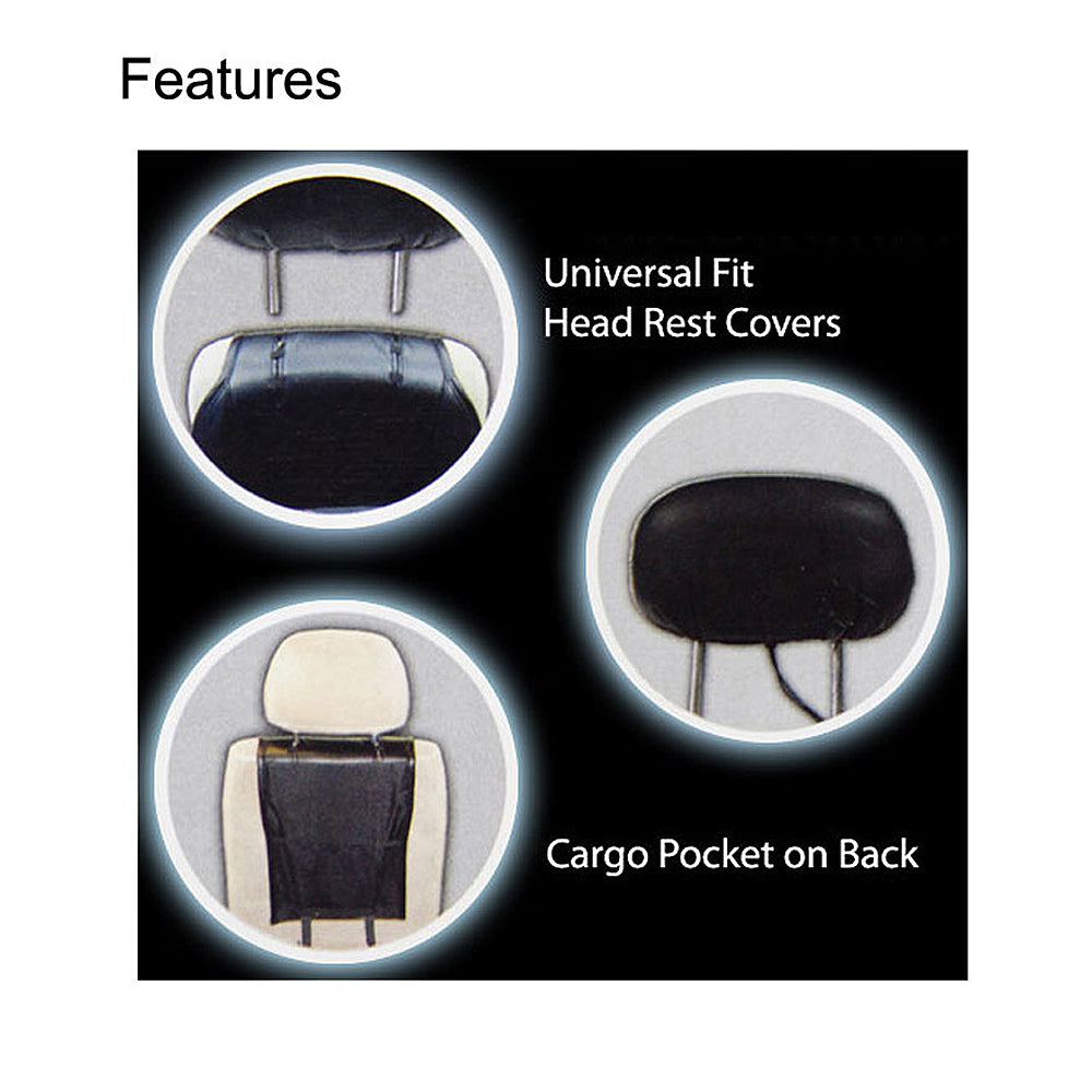 Pair of Plasticolor Premium 3 Piece Sideless Car Truck or SUV Seat Cover with Dodge Logo and Cargo Pocket Compatible with Dodge - Yupbizauto