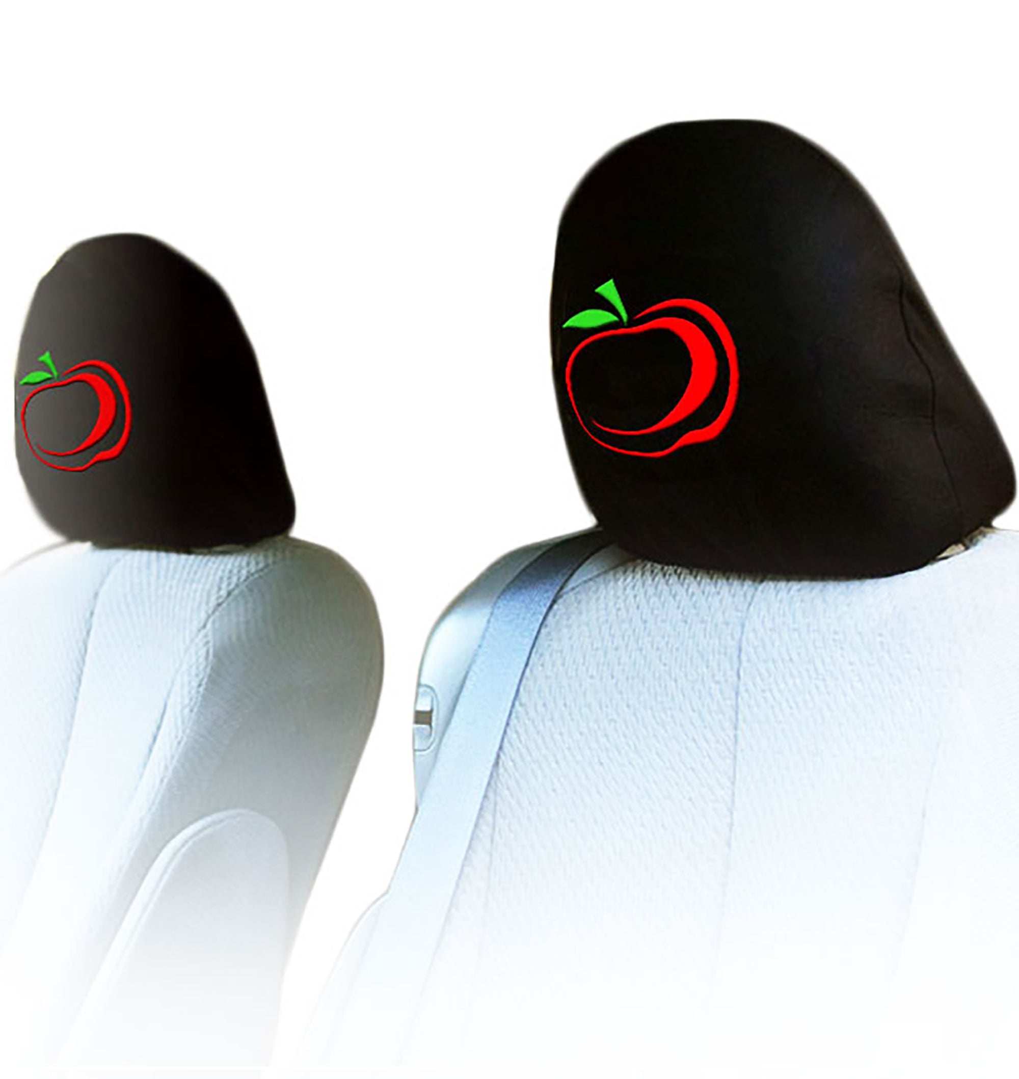 Embroidery Red Apple Logo Design Auto Truck SUV Car Seat Headrest Cover Accessory 1 Pair - Yupbizauto