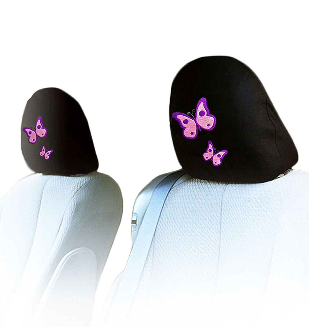Embroidery Butterfly Logo Design Auto Truck SUV Car Seat Headrest Cover Accessory 1 Pair - Yupbizauto