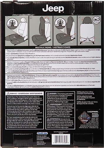 Plasticolor Jeep High Back Deluxe Sideless Car Sideless Seat Cover Water Resistant 1 Piece Bundle with Air Freshener - Yupbizauto