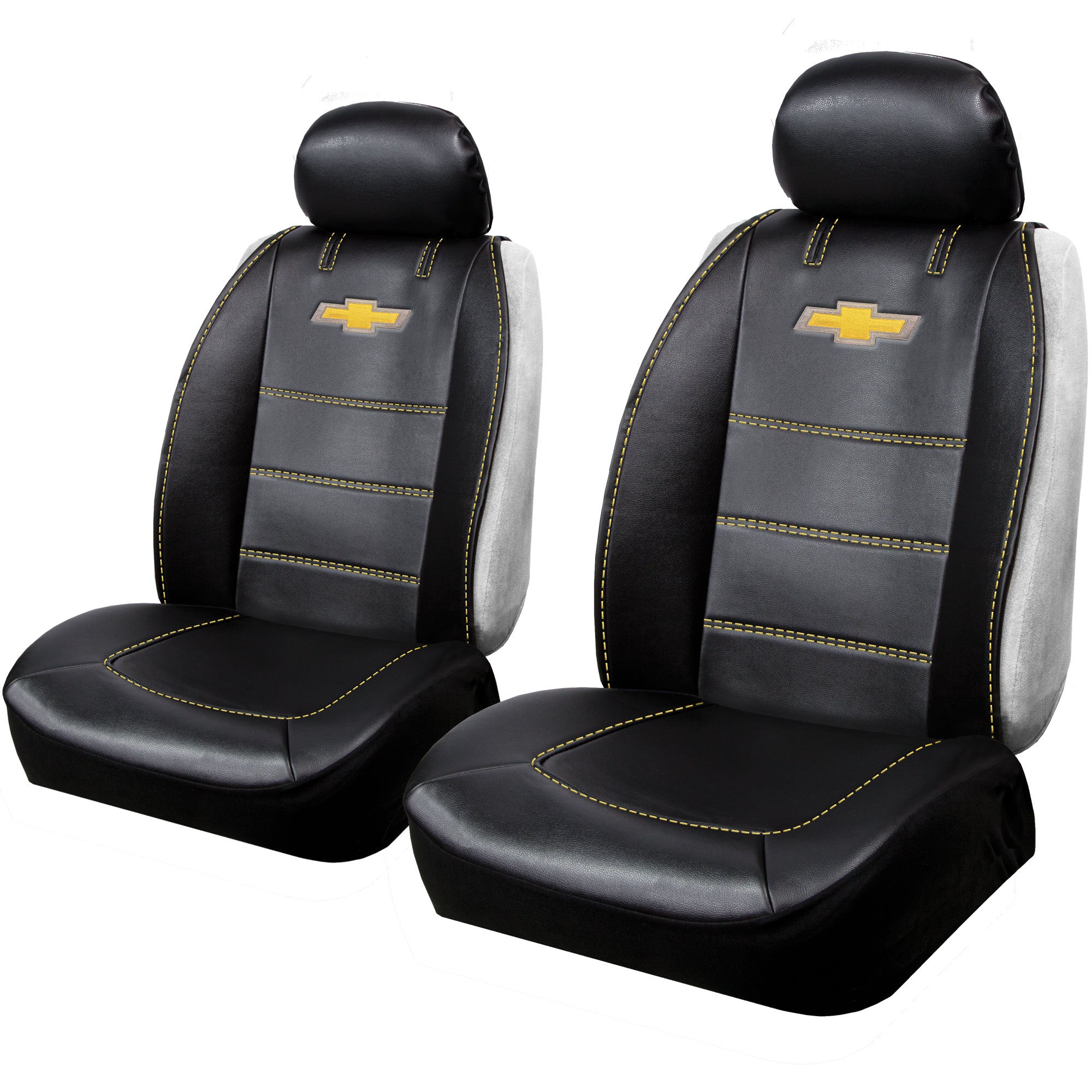 Pair of Plasticolor Premium 3 Piece Sideless Car Truck or SUV Seat Cover with Chevrolet Logo and Cargo Pocket Compatible with Chevrolet - Yupbizauto