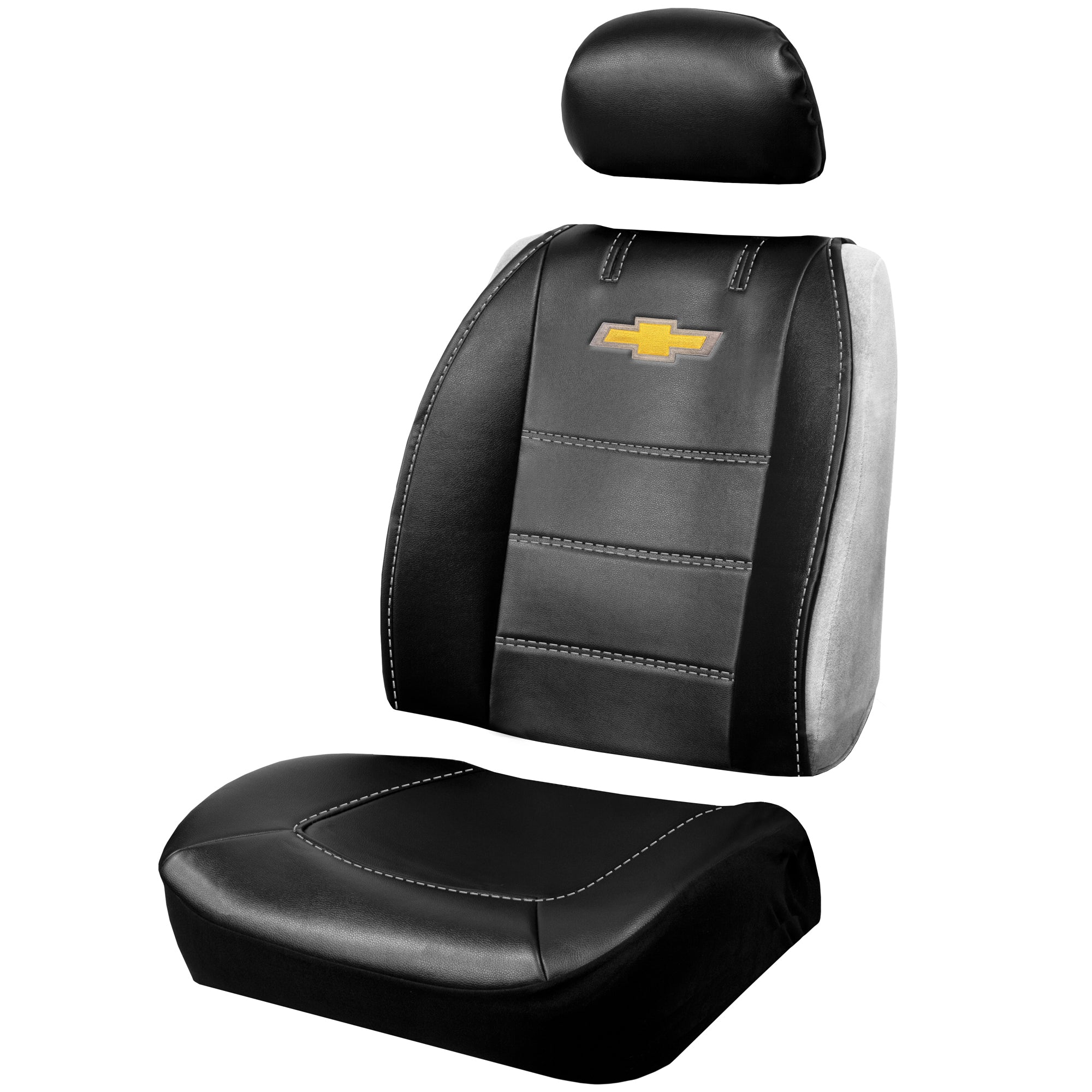 Pair of Plasticolor Premium 3 Piece Sideless Car Truck or SUV Seat Cover with Chevrolet Logo and Cargo Pocket Compatible with Chevrolet - Yupbizauto
