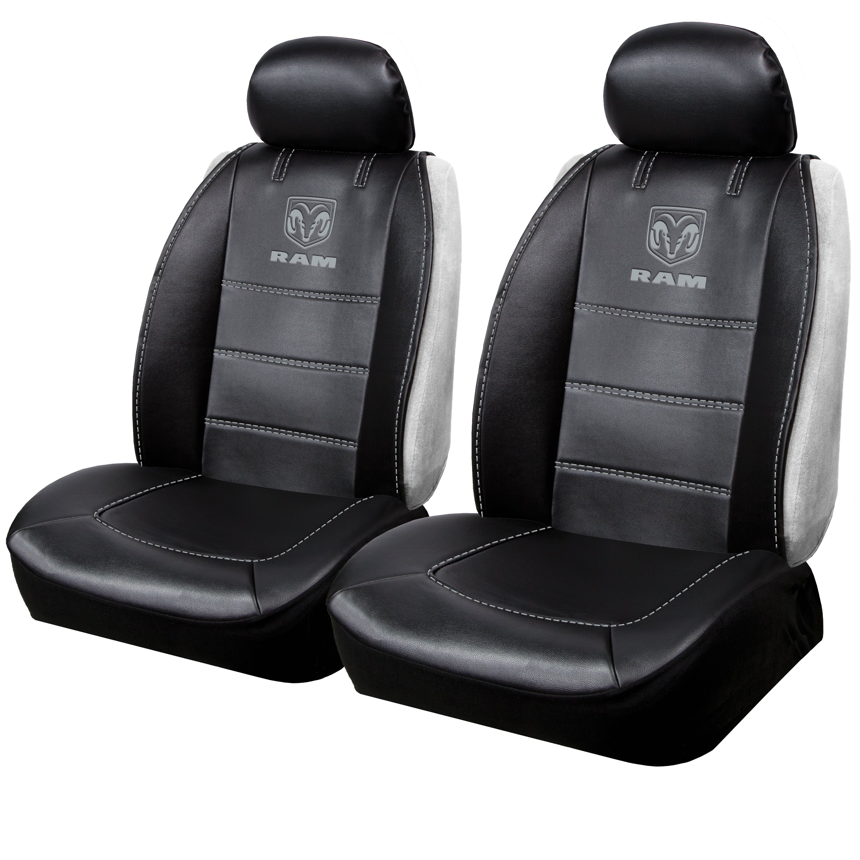 Pair of Plasticolor Premium 3 Piece Sideless Car Truck or SUV Seat Cover with RAM Logo and Cargo Pocket Compatible with RAM - Yupbizauto