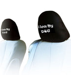 Embroidery I Love My Dog Design Auto Truck SUV Car Seat Headrest Cover Accessory 1 Pair - Yupbizauto