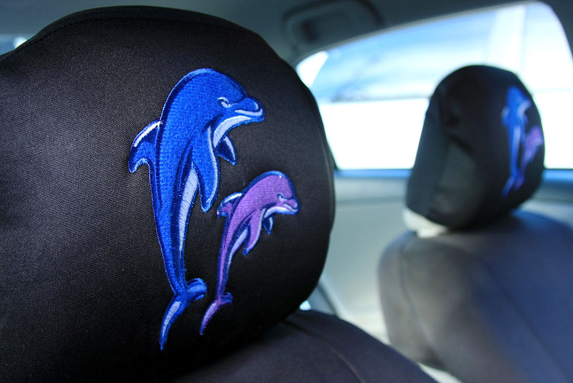 Embroidery Car Meow Logo Design Auto Truck SUV Car Seat Headrest Cover Accessory 1 Piece - Yupbizauto