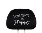 Embroidery Don't Worry Be Happy Logo Design Auto Truck SUV Car Seat Headrest Cover Accessory 1 Piece - Yupbizauto