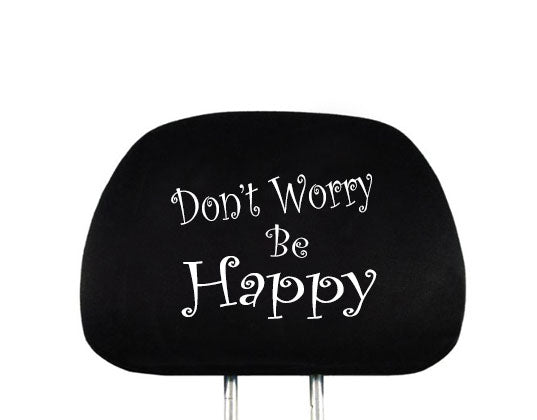 Embroidery Don't Worry Be Happy Logo Design Auto Truck SUV Car Seat Headrest Cover Accessory 1 Piece - Yupbizauto