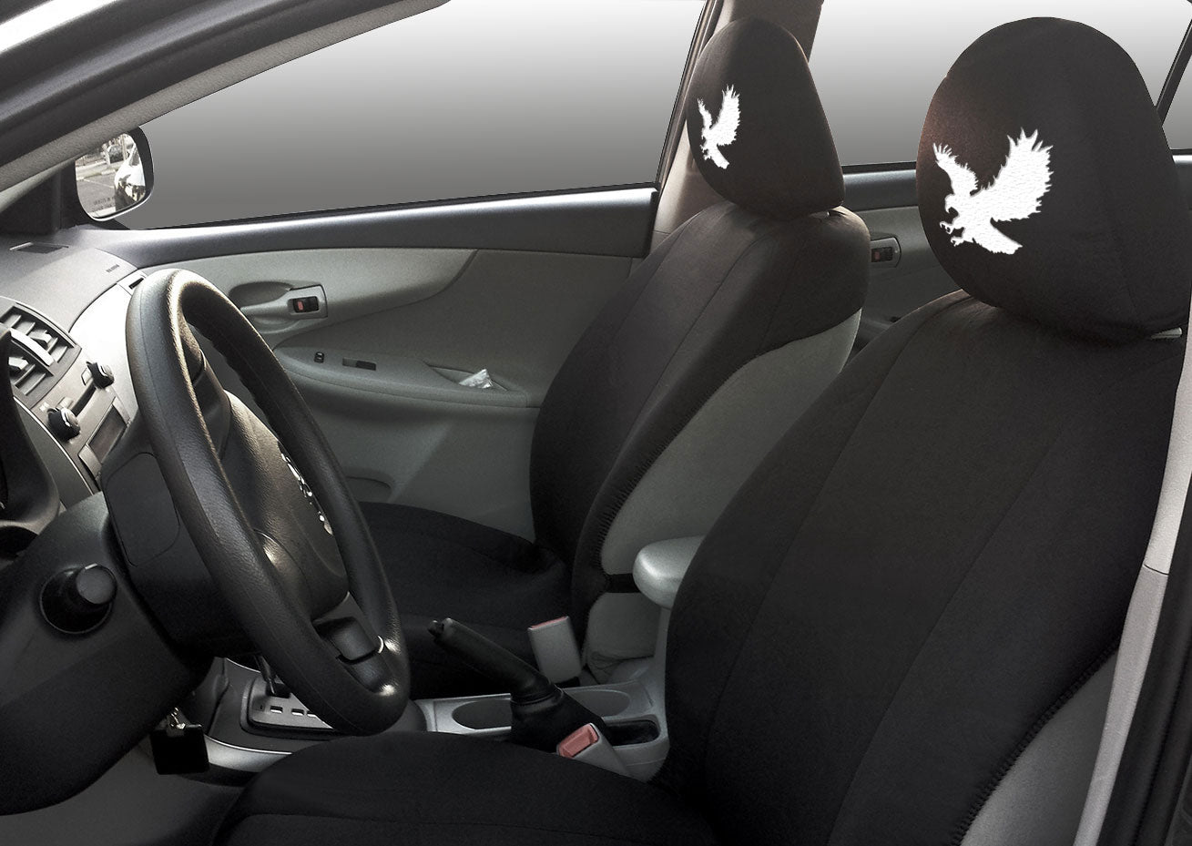 Embroidery Eagle Logo Design Auto Truck SUV Car Seat Headrest Cover Accessory 1 Piece - Yupbizauto