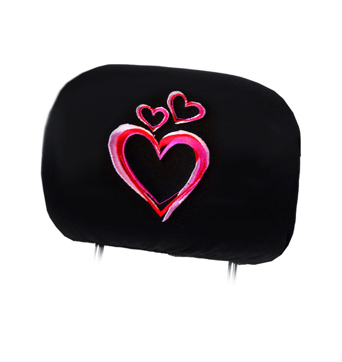 Embroidery Large Pink Heart Design Auto Truck SUV Car Seat Headrest Cover Accessory 1 Piece - Yupbizauto