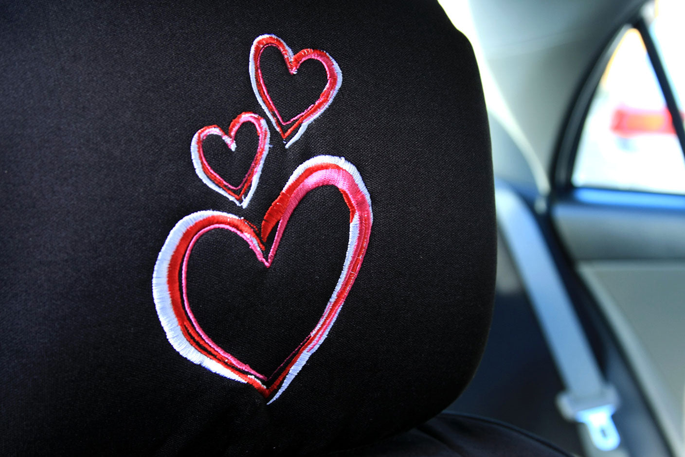 Embroidery Large Pink Heart Design Auto Truck SUV Car Seat Headrest Cover Accessory 1 Piece - Yupbizauto