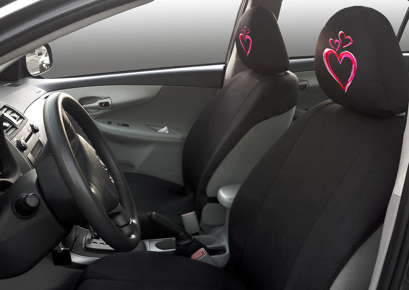 Embroidery Large Pink Heart Design Auto Truck SUV Car Seat Headrest Cover Accessory 1 Piece - Yupbizauto