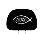 Embroidery Jesus Fish Design Auto Truck SUV Car Seat Headrest Cover Accessory 1 Piece - Yupbizauto
