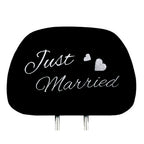 Just Married Design Auto Truck SUV Car Seat Headrest Cover Accessory Pair - Yupbizauto