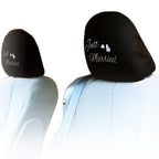 car headrest covers with Just Married design pair