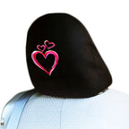 Embroidery Large Pink Heart Design Auto Truck SUV Car Seat Headrest Cover Accessory 1 Piece - Yupbizauto