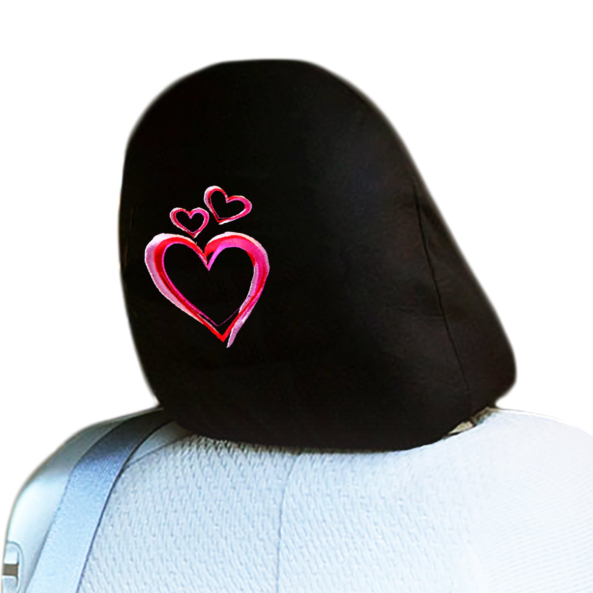 Embroidery Large Pink Heart Design Auto Truck SUV Car Seat Headrest Cover Accessory 1 Piece - Yupbizauto