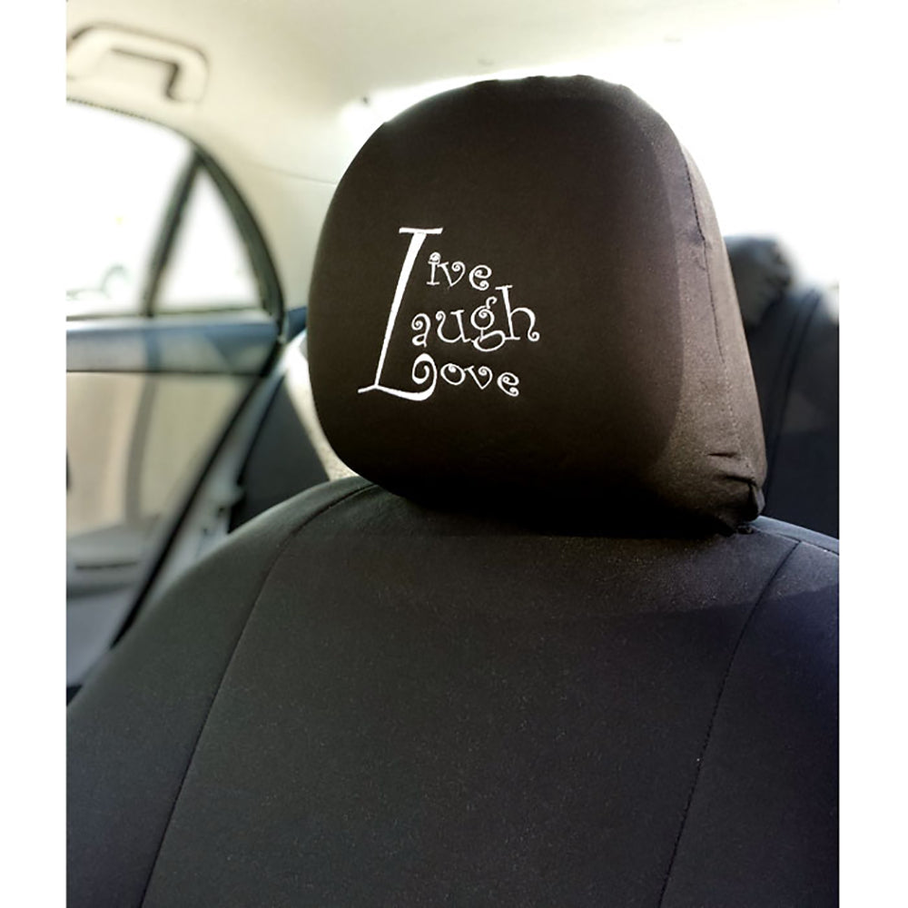Embroidery Live Love Laugh Logo Design Auto Truck SUV Car Seat Headrest Cover Accessory 1 Piece - Yupbizauto