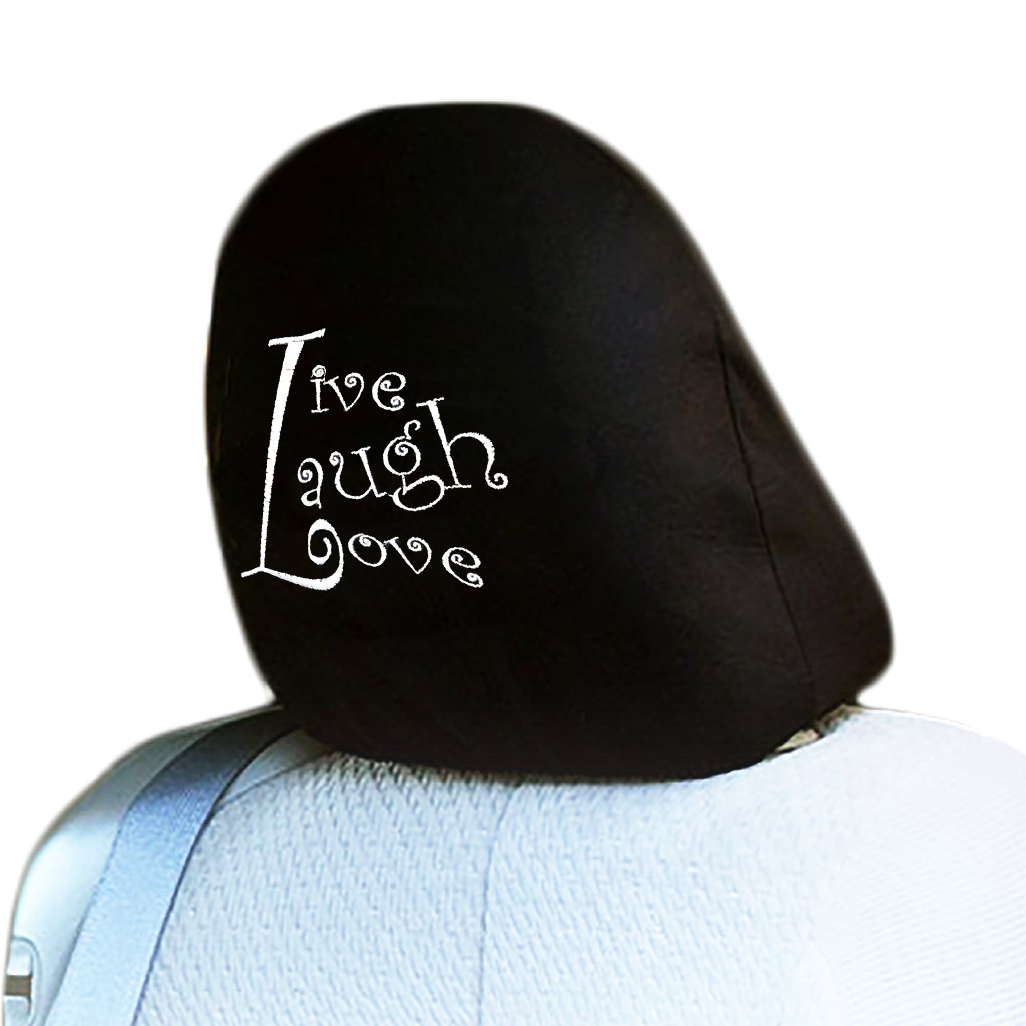 Embroidery Live Love Laugh Logo Design Auto Truck SUV Car Seat Headrest Cover Accessory 1 Piece - Yupbizauto