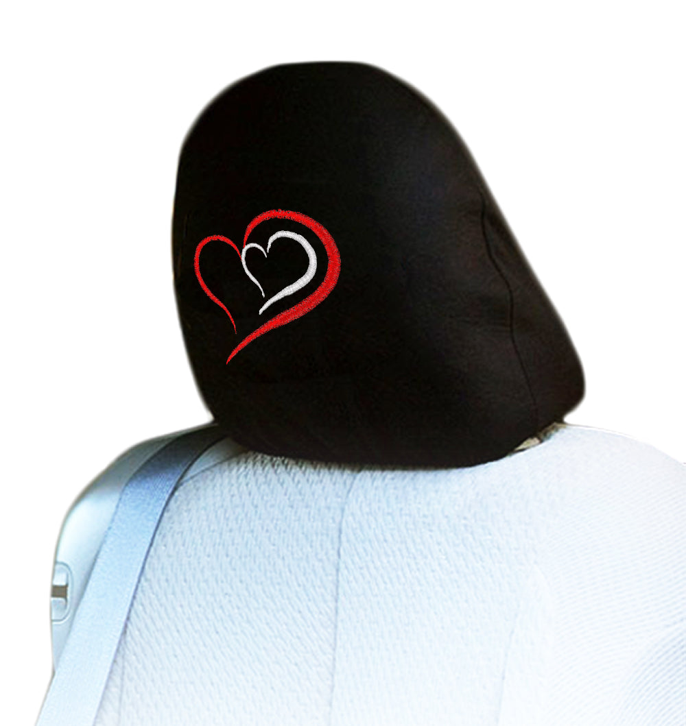 Red Heart Design Auto Truck SUV Car Seat Headrest Cover Accessory 1 Piece - Yupbizauto