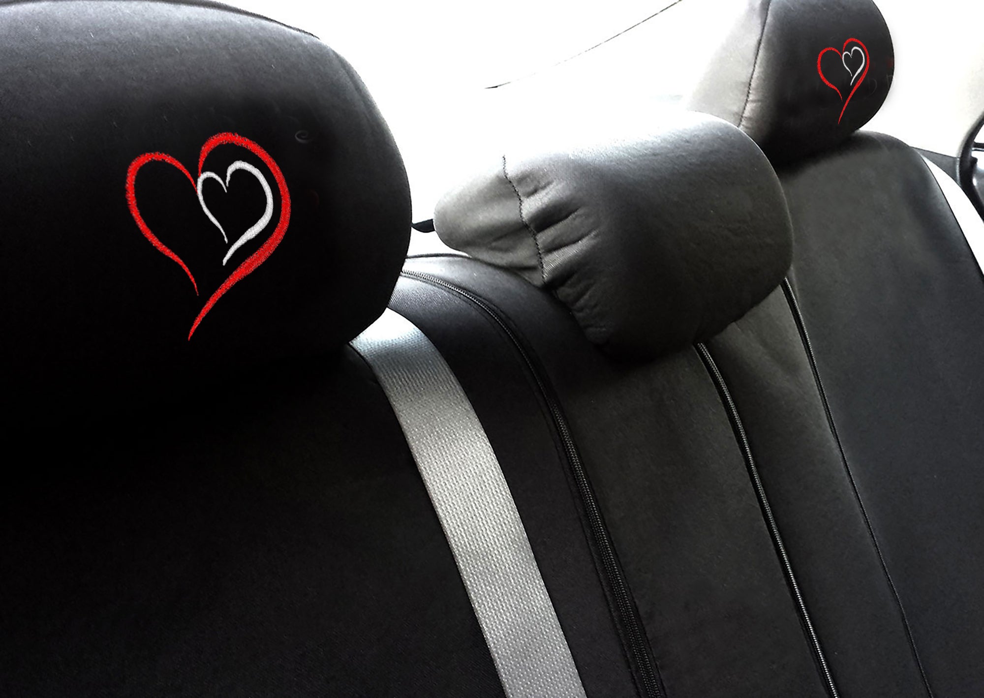 Red Heart Design Auto Truck SUV Car Seat Headrest Cover Accessory 1 Piece - Yupbizauto