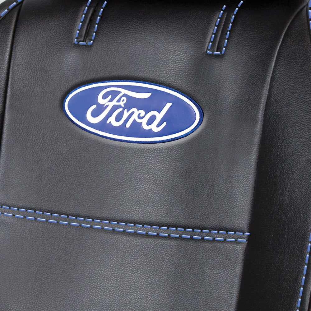 Pair of Plasticolor Premium 3 Piece Sideless Car Truck or SUV Seat Cover with Ford Logo and Cargo Pocket Compatible with Ford - Yupbizauto