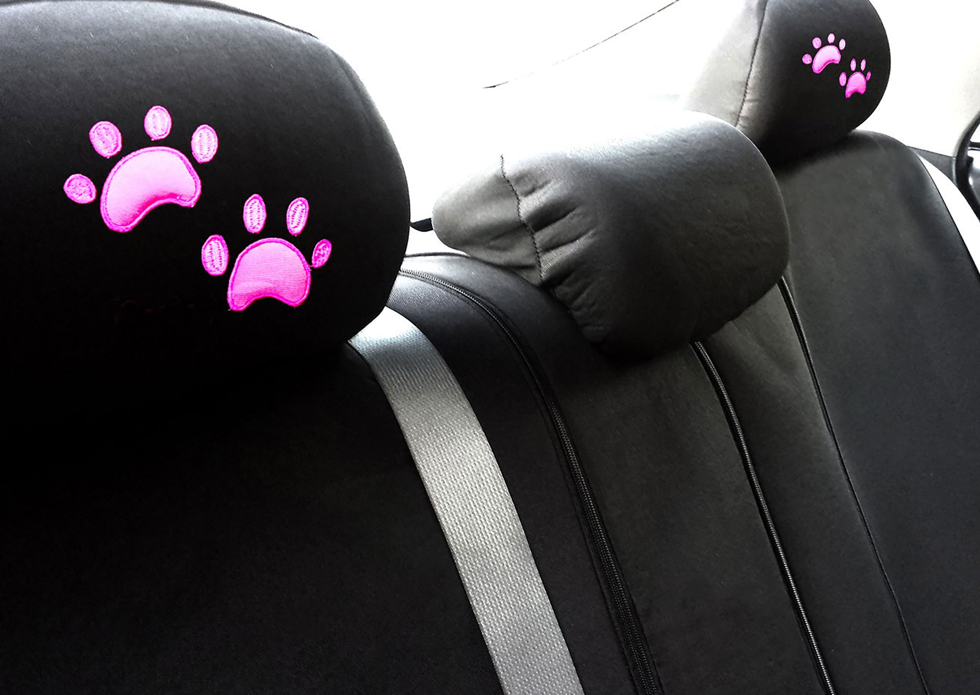 Embroidery Pink Paw Logo Design Auto Truck SUV Car Seat Headrest Cover Accessory 1 Piece - Yupbizauto