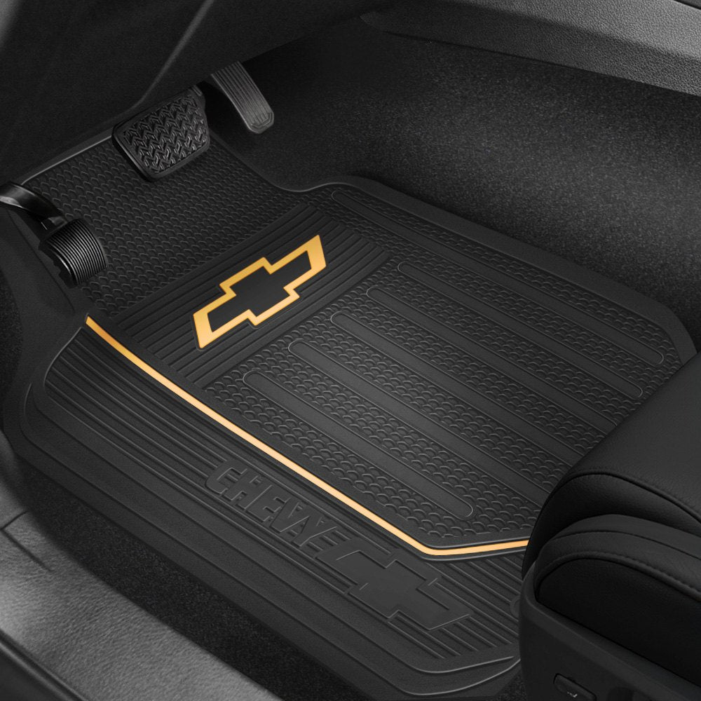 Pair of Plasticolor Premium 3 Piece Sideless Car Truck or SUV Seat Cover with Chevrolet Logo, Floor Mats and Steering  Wheel Cover Set Compatible with Chevrolet - Yupbizauto
