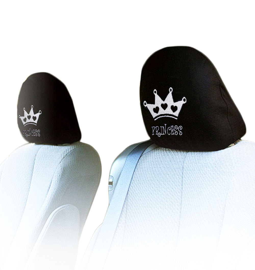 Embroidery Princess Design Auto Truck SUV Car Seat Headrest Cover Accessory 1 Pair - Yupbizauto