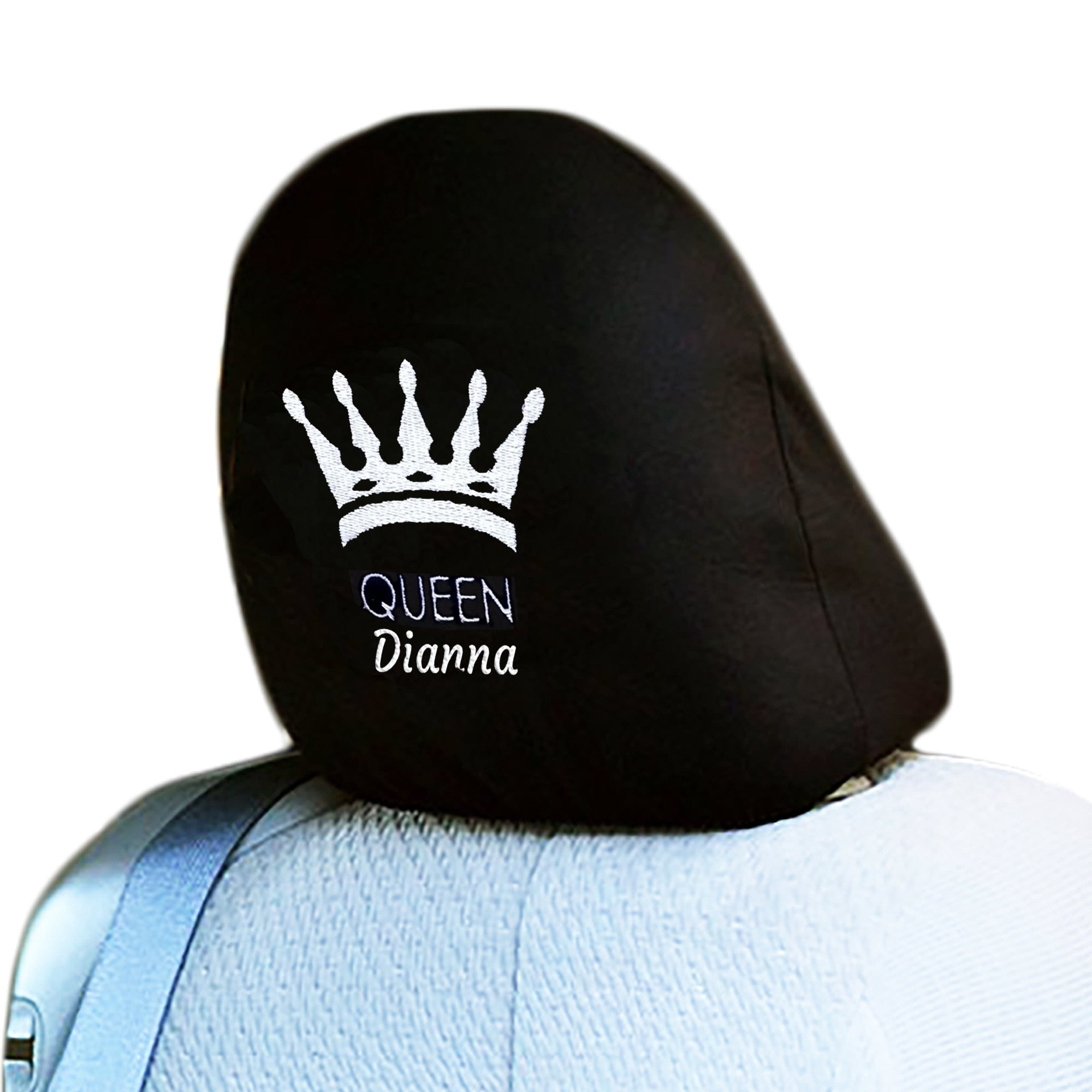 Yupbizauto Personalized Embroidery Queen Crown Logo Auto Truck SUV Car Seat Headrest Cover Accessory - Yupbizauto
