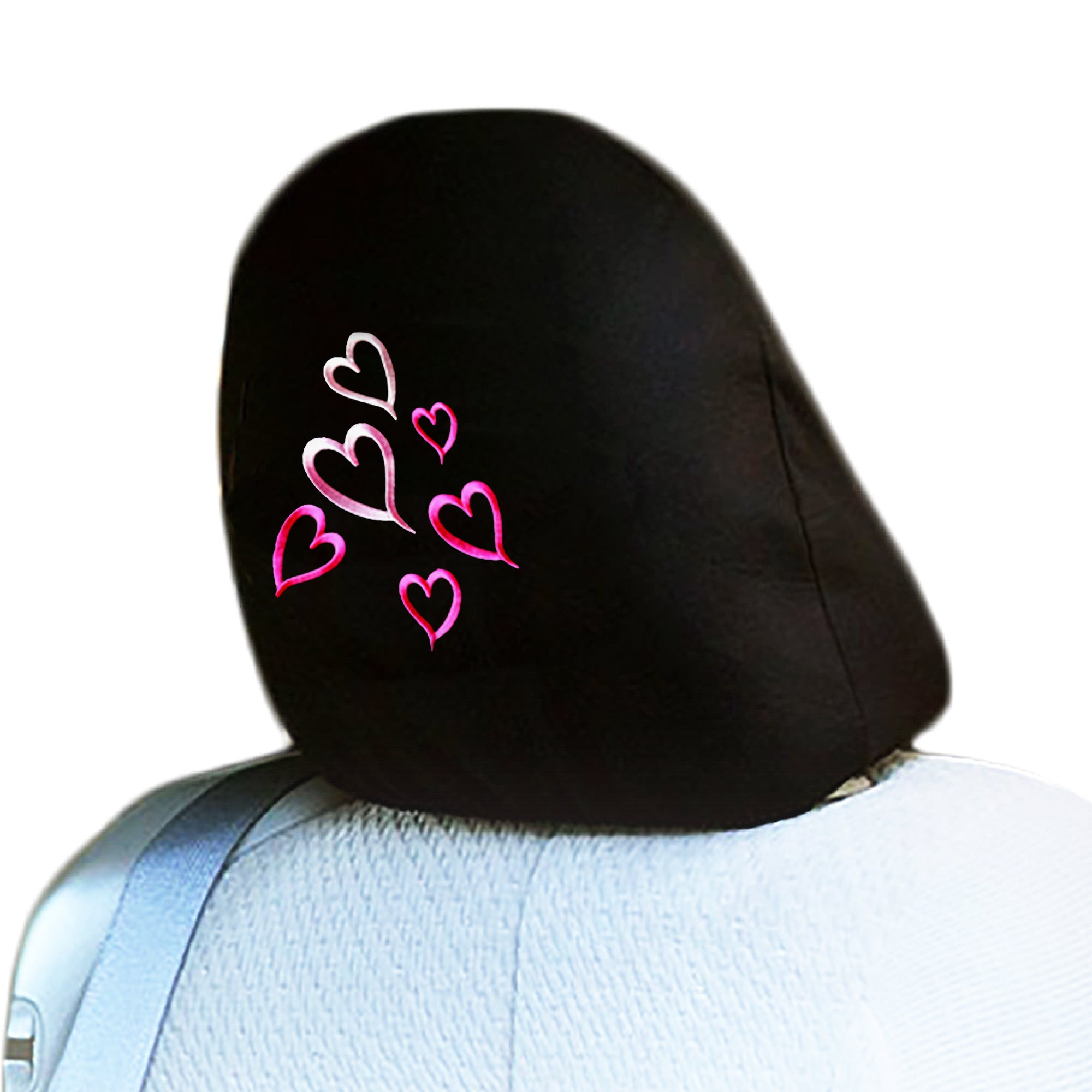 Embroidery Multi Hearts Logo Design Auto Truck SUV Car Seat Headrest Cover Accessory 1 Piece - Yupbizauto