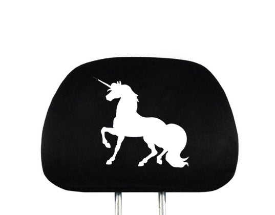 Embroidery Unicorn Logo Design Auto Truck SUV Car Seat Headrest Cover Accessory 1 Piece - Yupbizauto