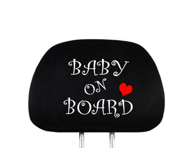 Embroidery Baby on Board Logo Design Auto Truck SUV Car Seat Headrest Cover Accessory 1 Piece - Yupbizauto
