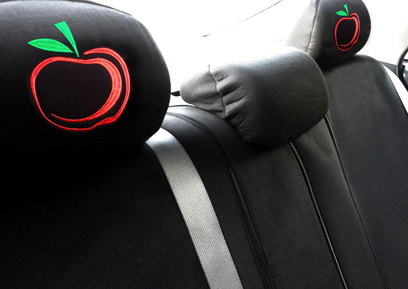 Embroidery Red Apple Logo Design Auto Truck SUV Car Seat Headrest Cover Accessory 1 Piece - Yupbizauto